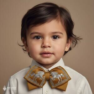 Mexican Kids Embroidered Charro Moño – Traditional Baby Mariachi Bow